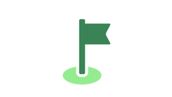Icon mit einer Zielfahne in grün