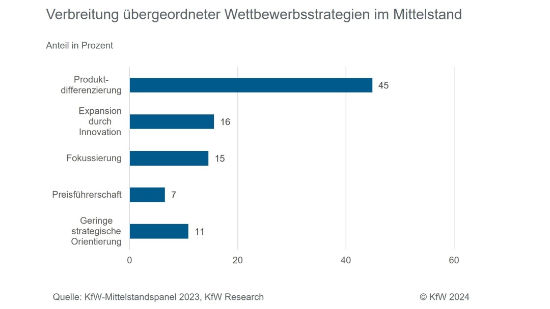 Die Strategie Produktdifferenzierung ist am weitesten verbreitet