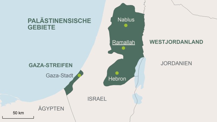 Karte der Palästinensischen Gebiete