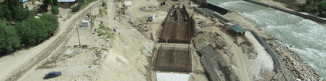 Construction site at the Sebzor hydropower plant